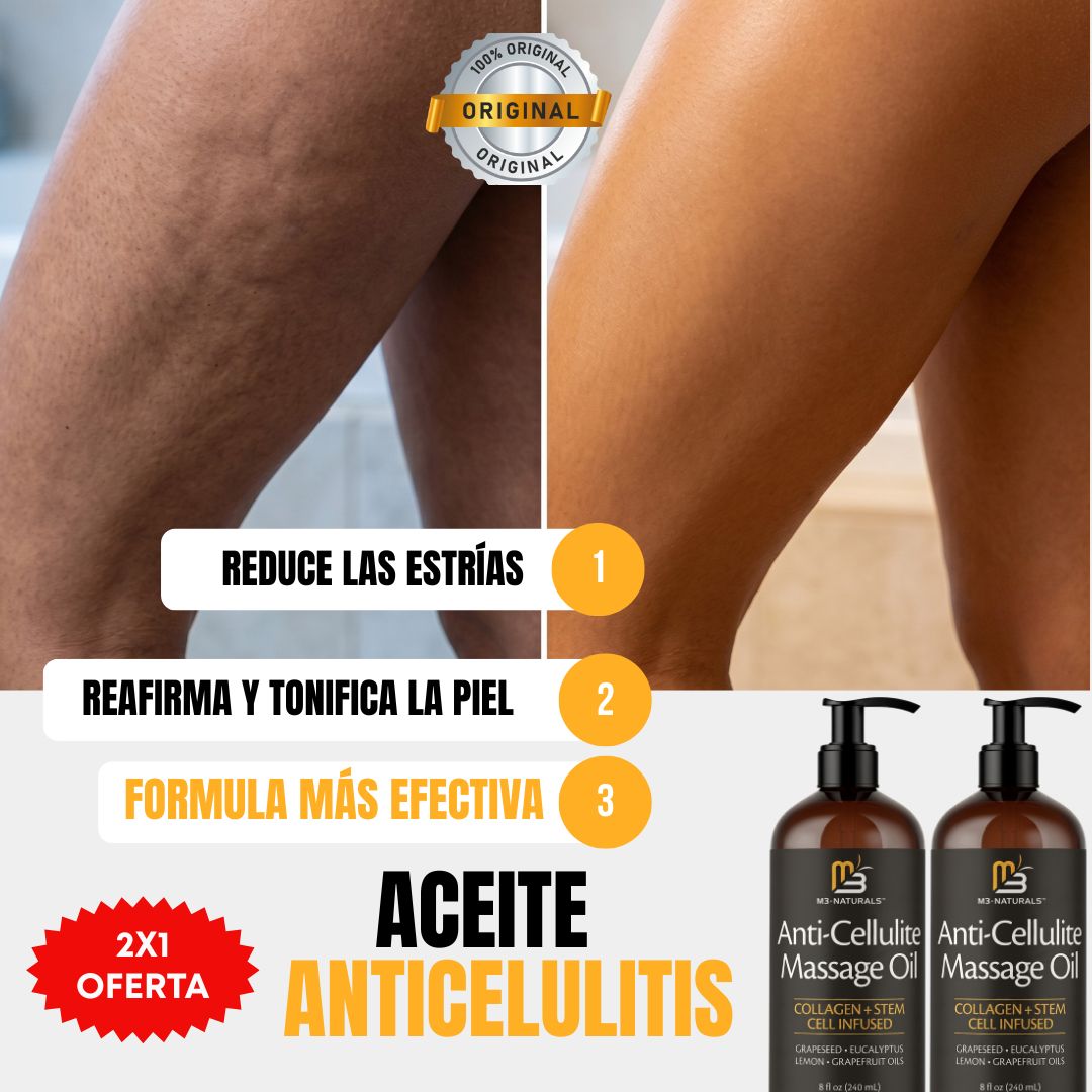 Aceite M3 Naturals EL ORIGINAL | REDUCE LAS ESTRÍAS Y CELULITIS EN POCAS SEMANAS