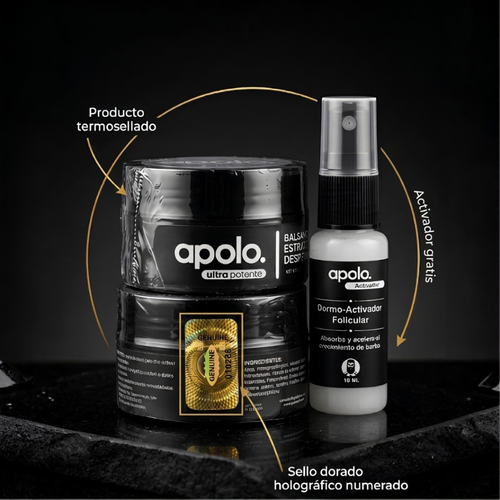 Bálsamo Apolo ORIGINAL (Minoxidil 20%) + Activador GRATIS | Barba Densa y Fuerte en Tan Solo 8 Semanas