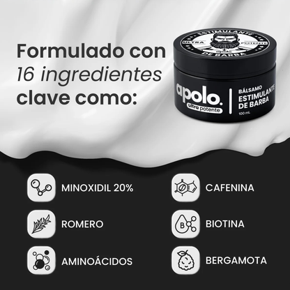 Bálsamo Apolo ORIGINAL (Minoxidil 20%) + Activador GRATIS | Barba Densa y Fuerte en Tan Solo 8 Semanas