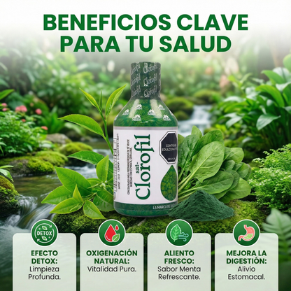 Clorofila Liquida CLOROFIL® (360 ML)  — Formula natural que Alivia la Gastritis en 5 Semanas