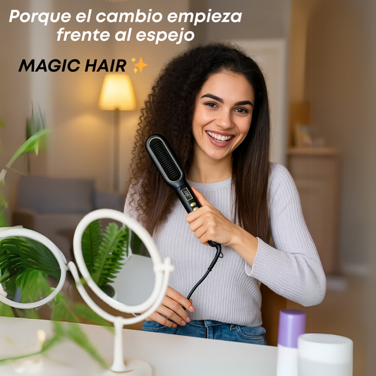 Cepillo Alisador MAGIC-HAIR 2 en 1 ✨👸💃
