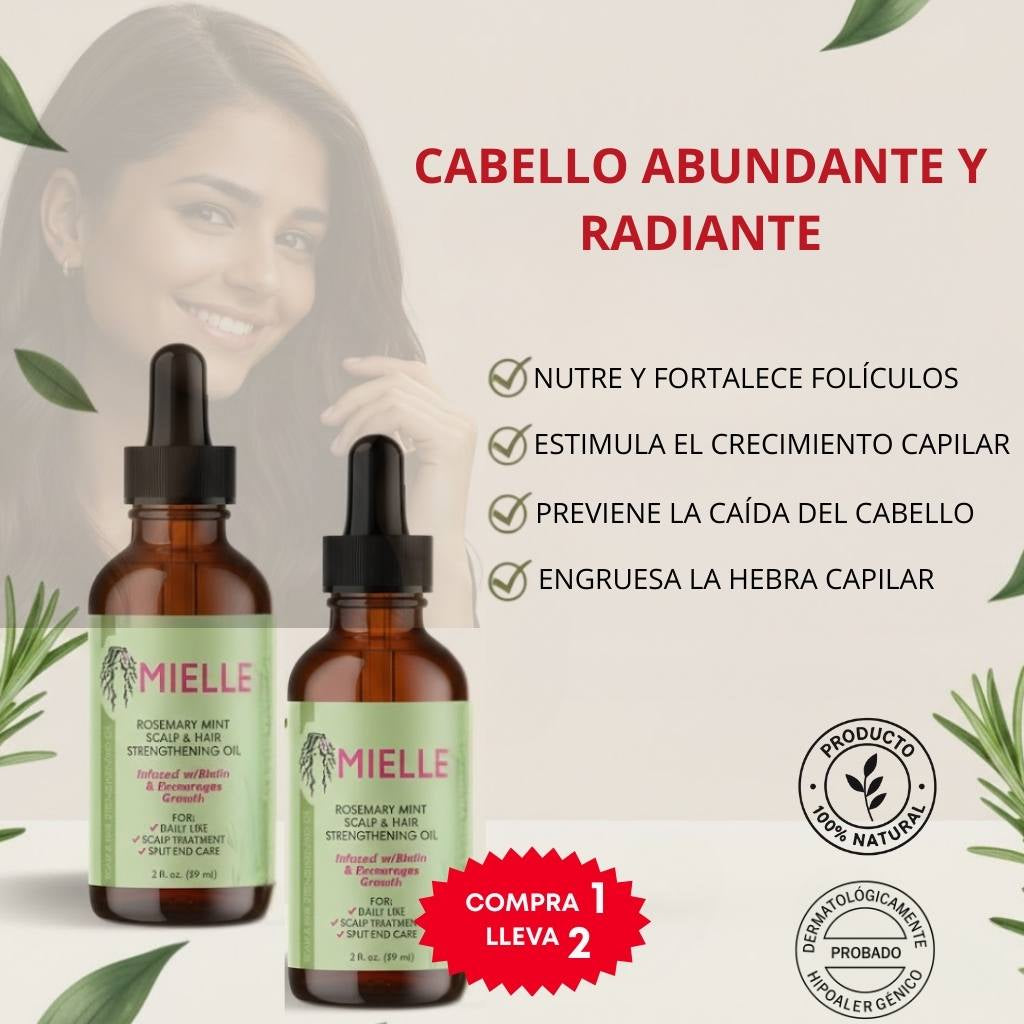 Kit 2X1 | Serum Capilar Mielle + Romero y Biotina | Recupera Tu Cabello Perdido Sin Químicos