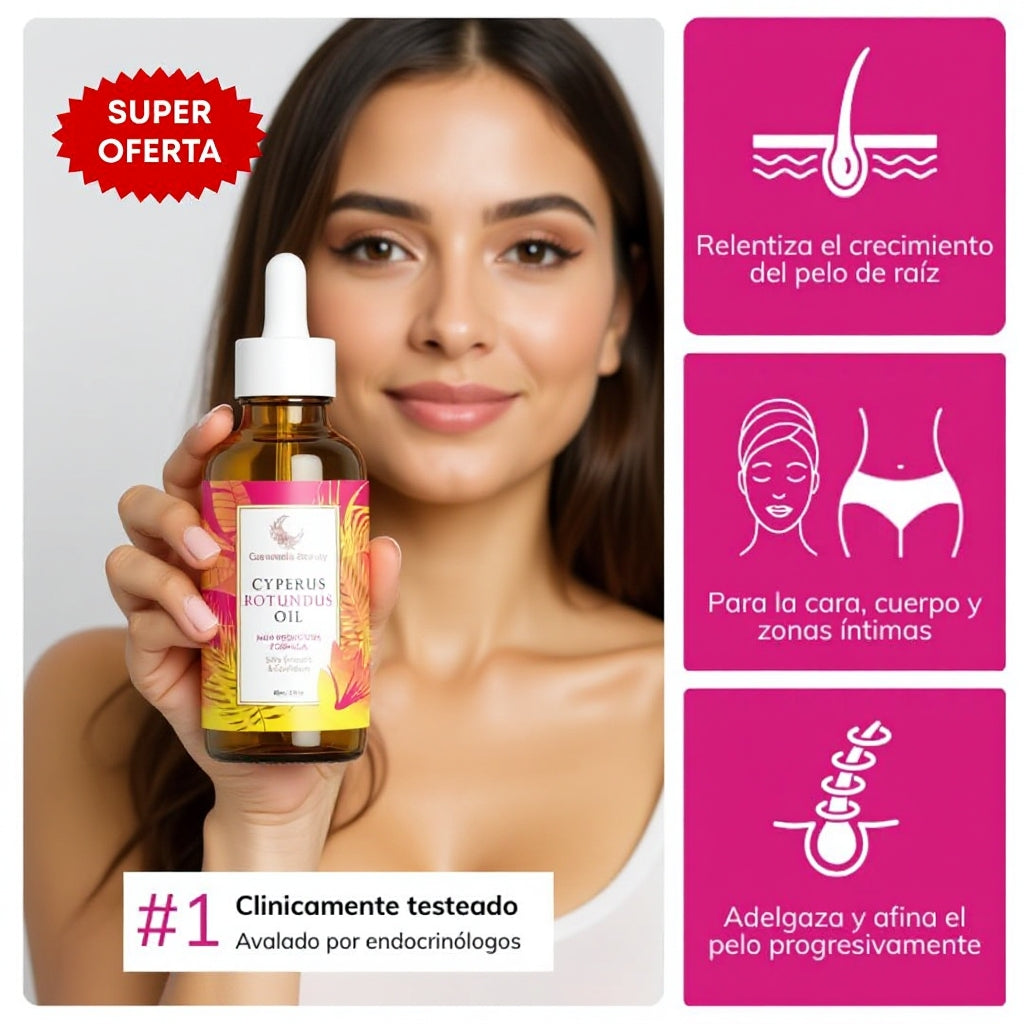 Cyperus Rotundus (30ml) | El aceite ideal para disminuir el crecimiento del vello corporal femenino