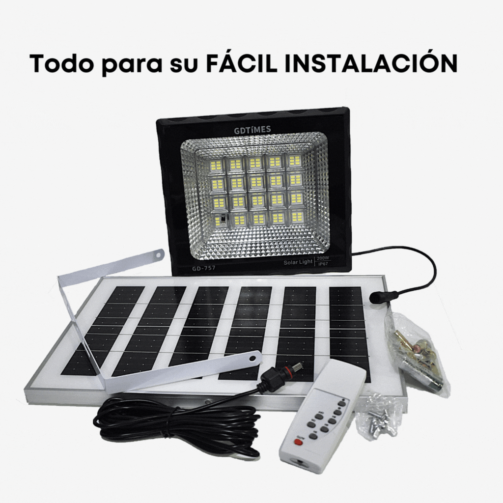 LÁMPARA SOLAR ECOLUZ 200W⚡✅