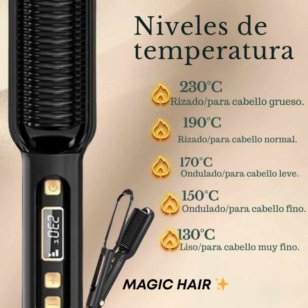 Cepillo Alisador MAGIC-HAIR 2 en 1 ✨👸💃